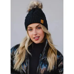 Winter Hat With Pom Black