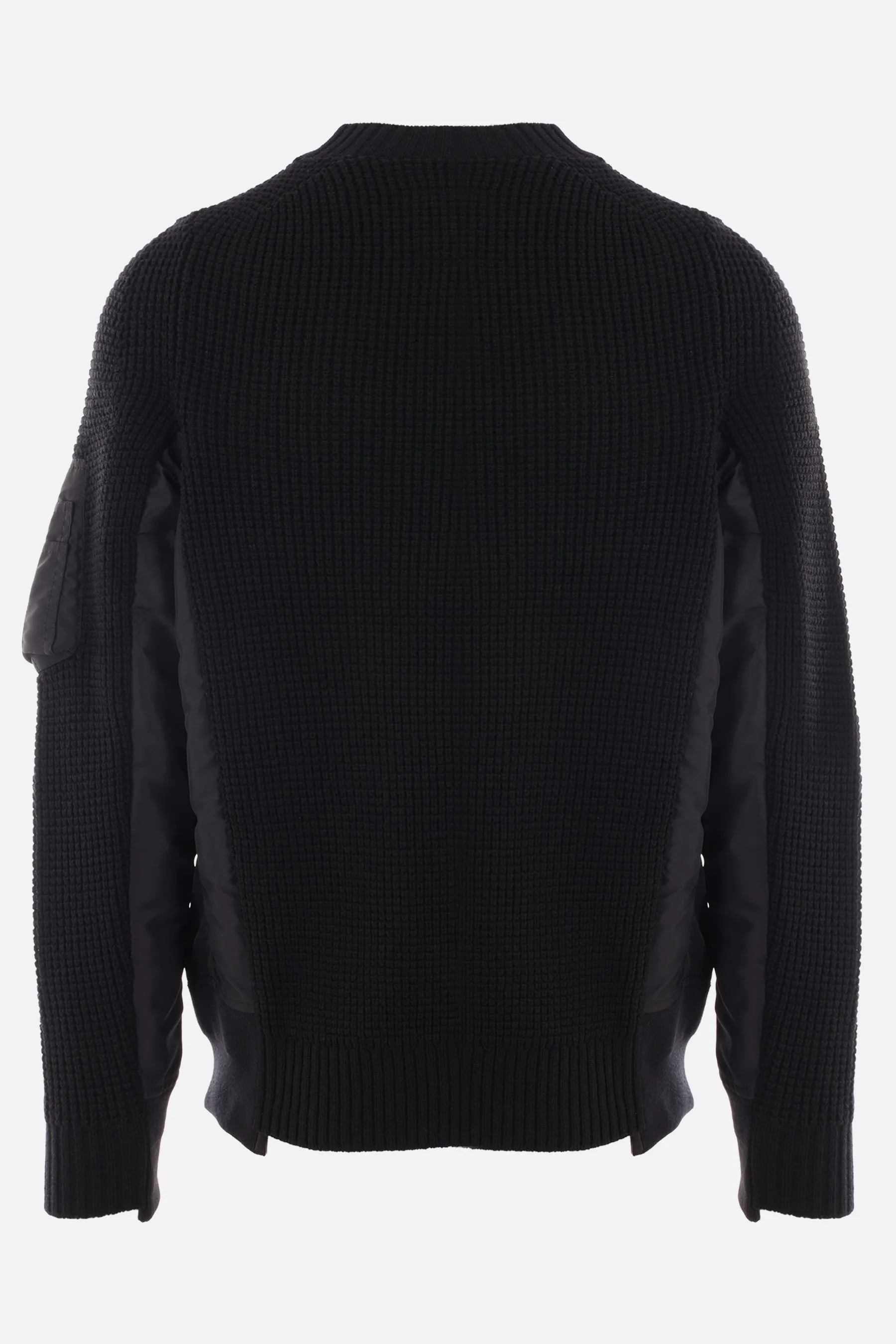 wool and twill pullover