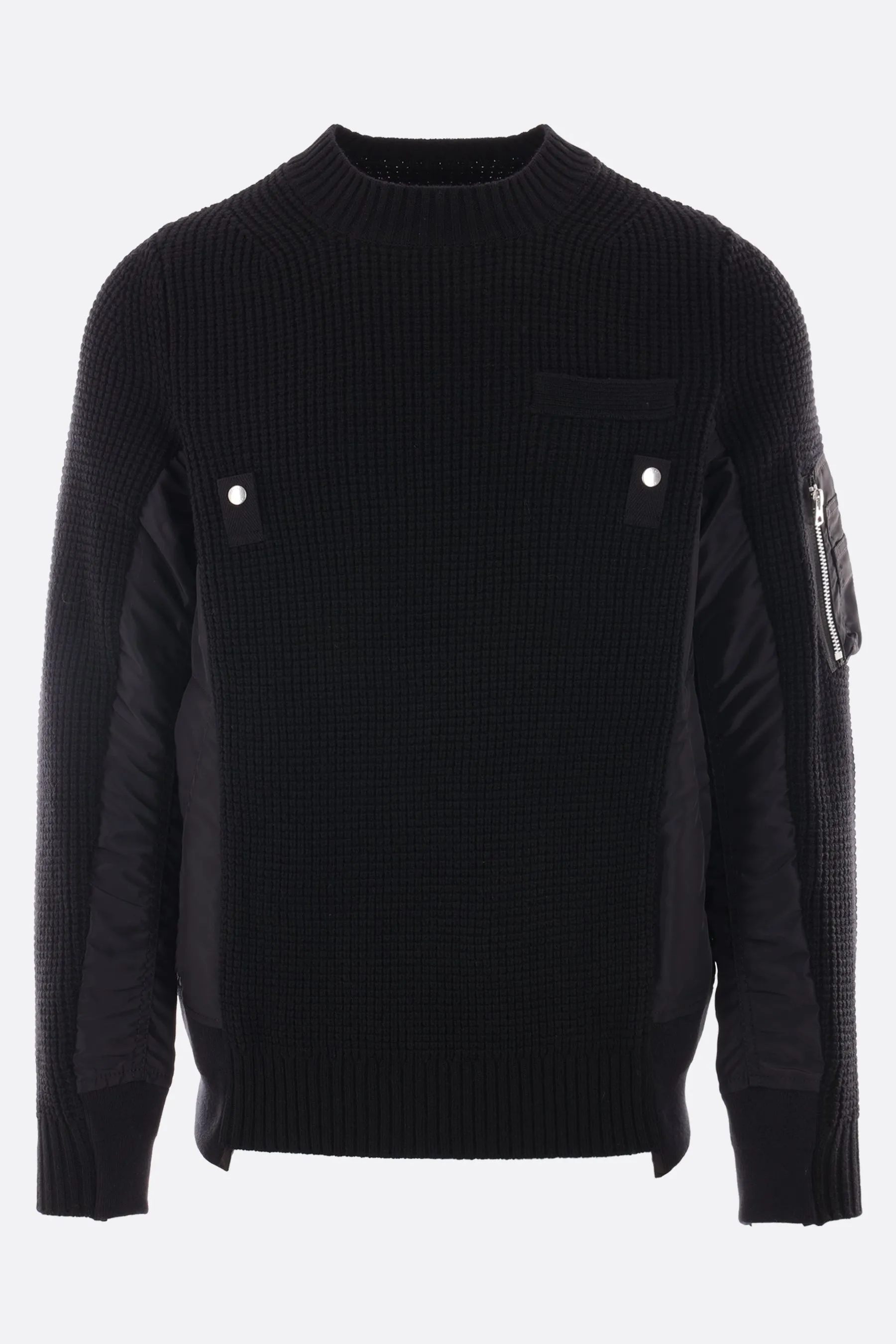 wool and twill pullover